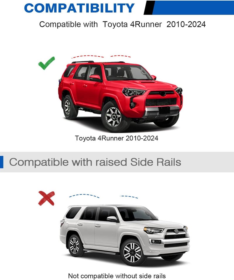 wonderdriver 300lbs Lockable Roof Rack Cross Bars Compatible with Toyota 4Runner 2010-2024 with Side ROOF Rails, Heavy Duty Aluminum Roof Rails Crossbars Cargo Canoe Black Rooftop Cargo. - Image 2